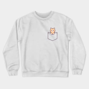 Cute Cat in Fake Pocket - Orange Crewneck Sweatshirt